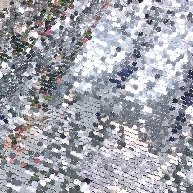 9MM玫粉色银金色粉红色加密亮片网纱布料婚庆桌布拍摄背景布面料