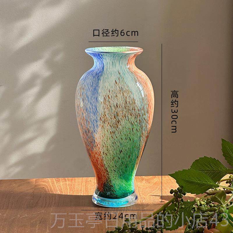 高档AUUNRA高颜值轻奢琉花璃花瓶客厅桌面插玻璃花器高级摆感件F