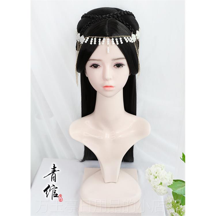 高档古风汉服古C OS假发女古代舞蹈发型造型襦裙少黑女汉服长直假
