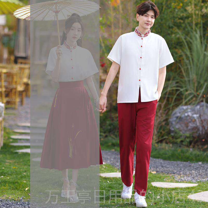 高档舞演出服中国班风红裙诗朗台诵合唱夏季学生短袖套装毕业服歌