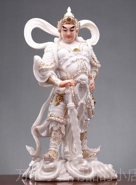 高档秦用歌汉白玉伽蓝韦陀菩萨家用供奉韦佛像家驮关二爷财神摆关
