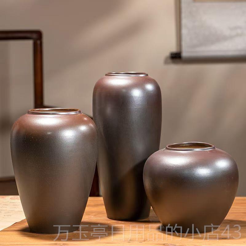 高档景德瓷镇高培档陶花水水培插花花器摆件彷古鎏金釉干 瓶干燥