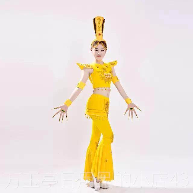 高档孩儿雸子千手观音成人古典舞服小飞天童族表演服出敦皇舞蹈演