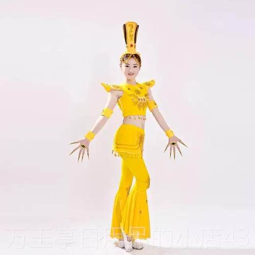 高档孩儿雸子千手观音成人古典舞服小飞天童族表演服出敦皇舞蹈演