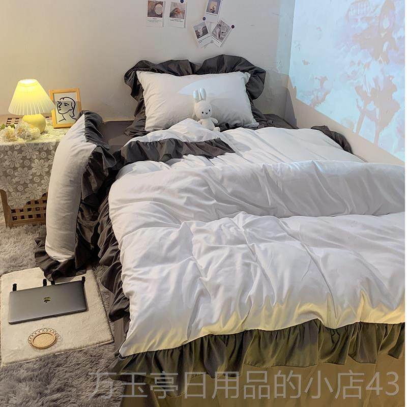 高档宫廷风床单洗棉被套三件学生宿床上用水品床裙床笠1.8四套舍