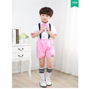 高档新款儿童红巾校园风合唱套表演服小学生演出服中男女衬衫领装