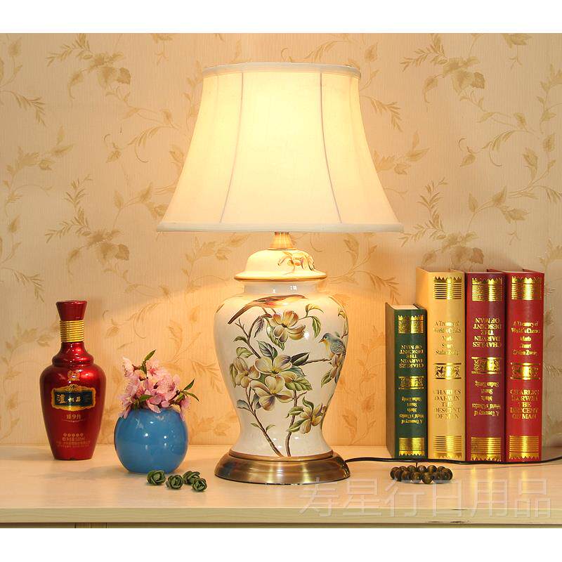 正品现代全铜新厅中式乡欧光式美式村客书房卧室床头调遥控陶瓷台