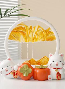 猫流沙画漏饰摆件轻柜奢家居客厅酒柜电视办公室沙桌10247006装品