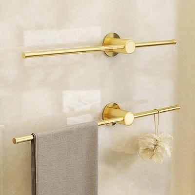 金色毛巾架全浴铜卫生置物架室挂杆免打毛巾ANO孔杆单间杆浴巾架
