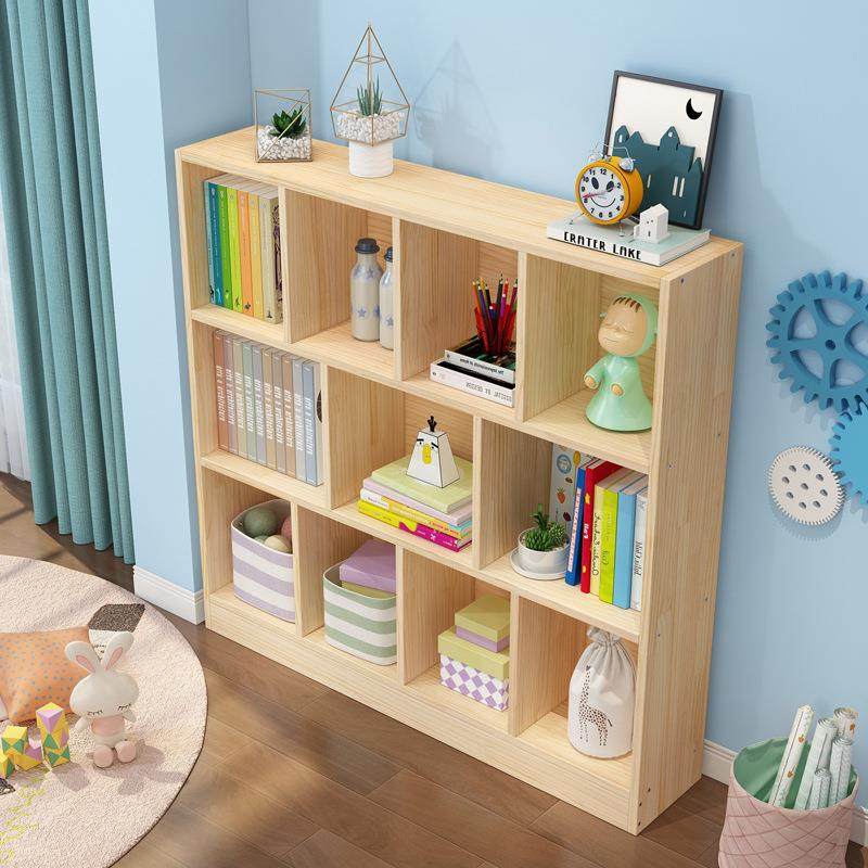 儿童实木书置用物架落架地书柜幼园小学生矮柜家原儿pg163木松木