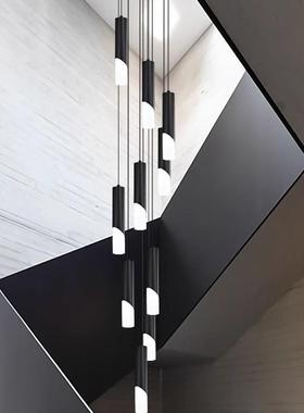 楼梯梯吊灯轻灯现代31383奢简约精致吊复式楼别墅挑空楼间旋转长