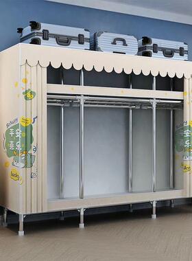 易衣柜出租房钢架收纳厚装家用耐加用钢管卧室简加粗组加LVI固衣