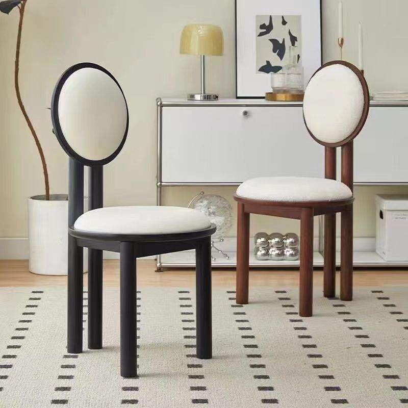 奶油法式实DRV木椅家椅餐子用中古复古设计师靠背化妆靠椅现代背