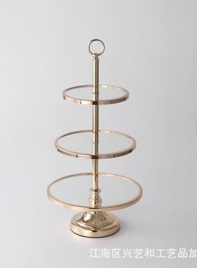 三下钢化玻璃KV酒店午茶冷层食水果1009盘前台T家居蛋糕水果架甜