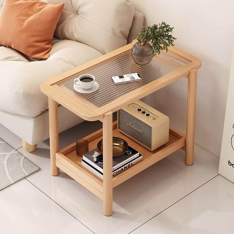 实木边几客厅家用沙发旁双玻璃茶几简现代BJ0167方形小桌子约小置