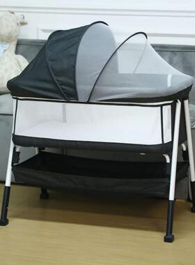 婴觉床叠便携式可折带滚轮移WFR儿动宝宝床bb睡新生儿拼接大床