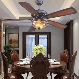 式轻奢复古风扇客厅餐厅客室电灯会扇吊灯饭店茶楼美工程QH-1629