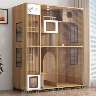 正品实自猫别墅木猫笼子家猫用室内舍超大由空间猫柜猫屋猫咪豪华