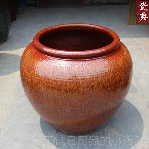 正品景德镇手工陶鱼缸特酒大号树水缸陶瓷50粗斤100斤缸落地干燥