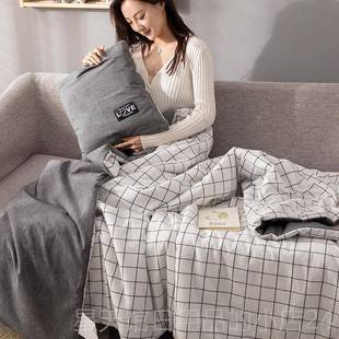 正品 用车全棉抱被子两用纯棉汽车大枕豆毯纤维办公室午睡枕头子二