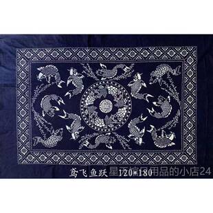 正品乌镇蓝印花布桌布手工蜡染面印花复布农家乐双茶馆中古式台餐