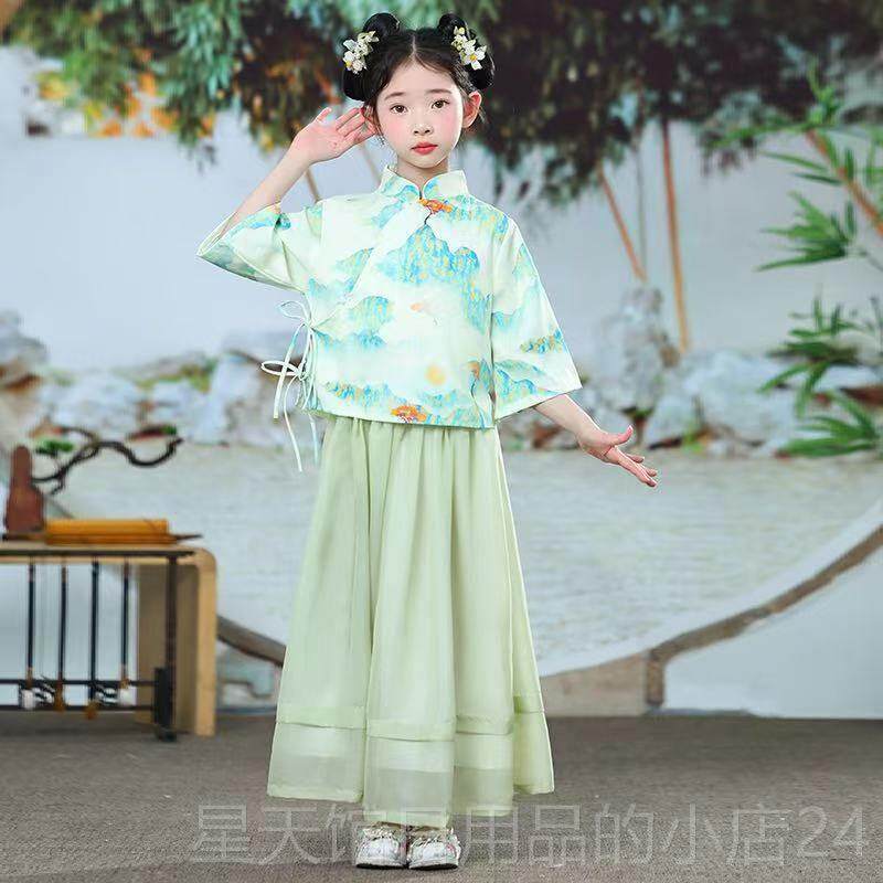 正品六一演出服幼儿园中童风古装男中女古风唐装表演服国套装合唱