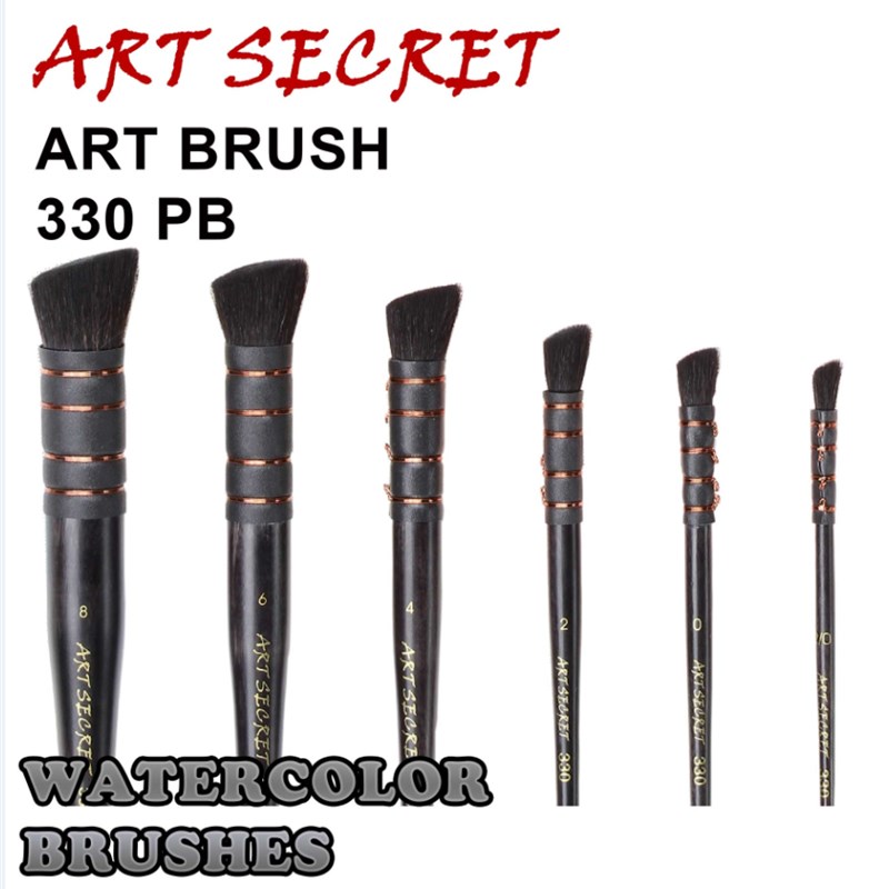 灰鼠毛水彩笔斜形330PB专业法式画笔丙烯水彩画笔涂抹刷水粉晕染