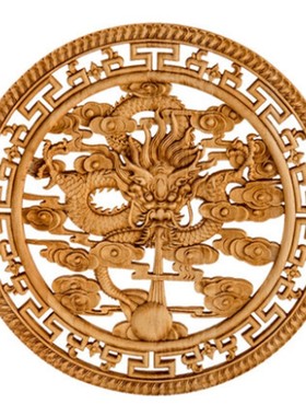 东阳花板 香樟木客厅餐厅装饰画实木玄关壁挂木质木雕装修挂饰