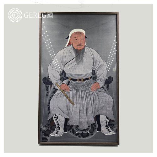 成吉思汗画像 挂画 卧室客厅书房装饰画 含框 蒙古元素