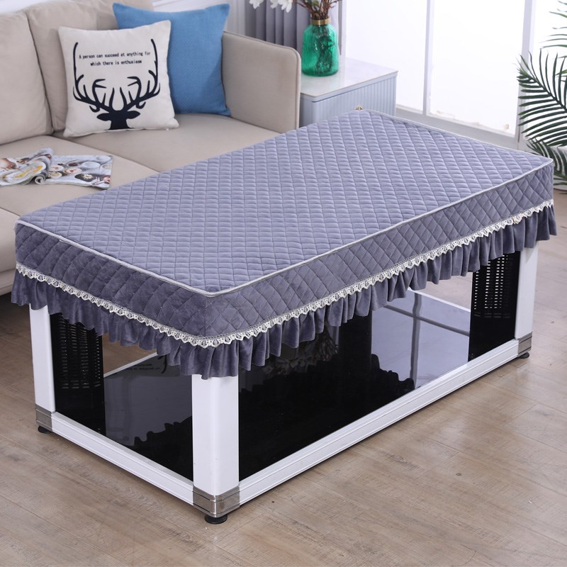 冬季新款烤火桌子罩加绒加厚长方形茶几烤火炉一体罩电暖炉桌布