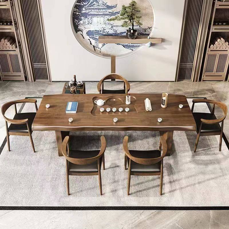 实木茶桌茶盘一体泡茶桌椅组合简约现代家用大板茶台后现代茶桌子