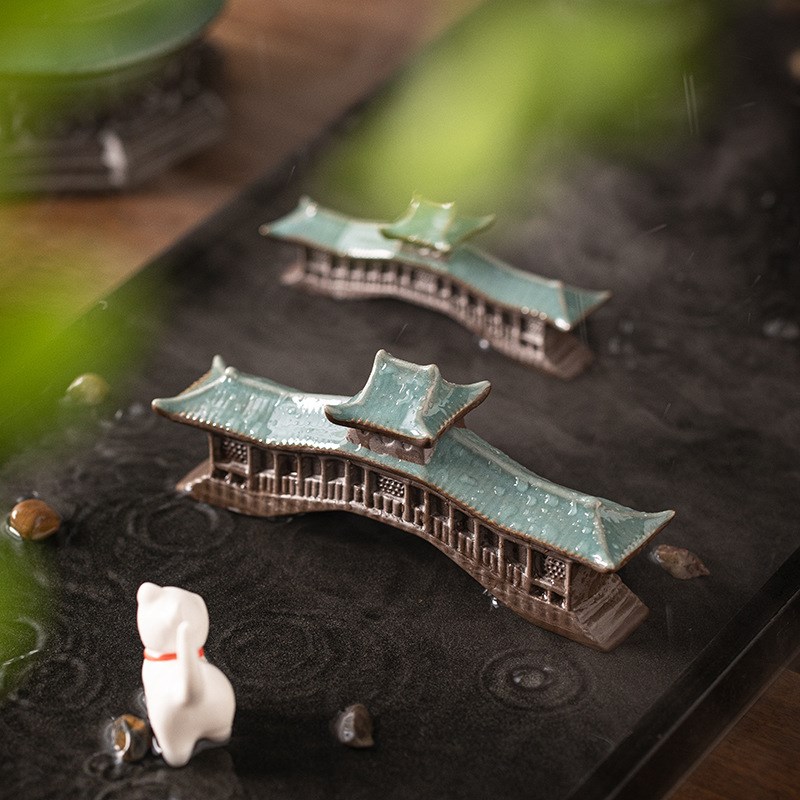 古建筑陶瓷廊桥石拱桥梁古桥园艺鱼缸水族假山造景装饰微景观摆件