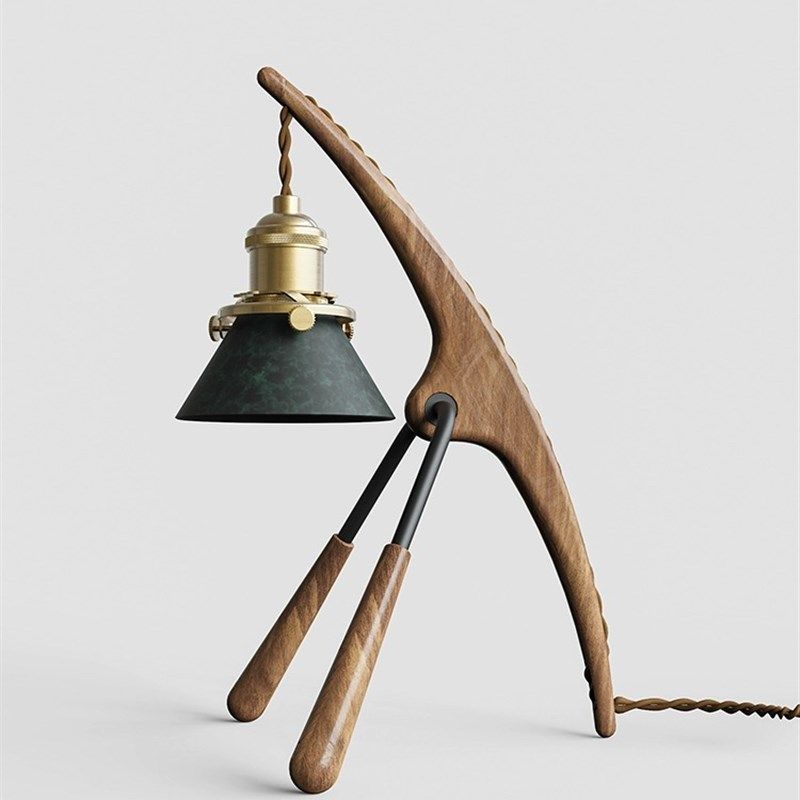 复古实木香薰融蜡台灯中古卧室床头灯侘寂风创意书房氛围灯vitra