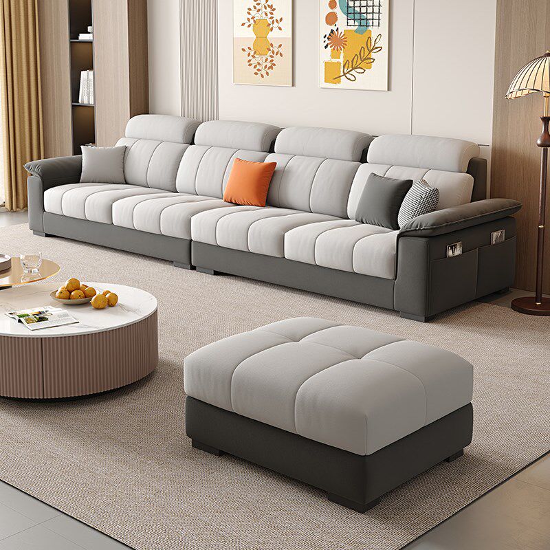 奶油风绒布沙发现代客厅大小户型撞色棉麻布艺沙发高靠背直排贵妃