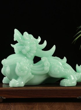 玉石霸王招财貔貅摆件客厅酒柜装饰品办公室桌面摆设店铺开业礼品