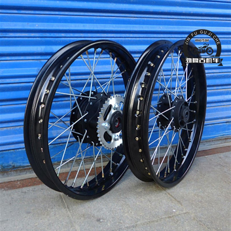 适用复古改装15/1/17/18/19寸通用型轮圈3辐条轮毂前碟刹后鼓刹
