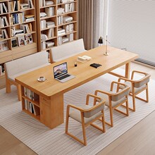 全实木大书桌去客厅化沙发书柜一体学习长桌子工作会议办公工作台