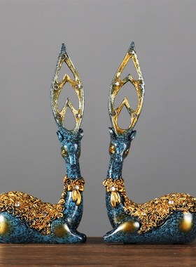 招财鹿客厅玄关装饰摆件家居创意欧式电视柜酒柜酒架软装工艺礼品