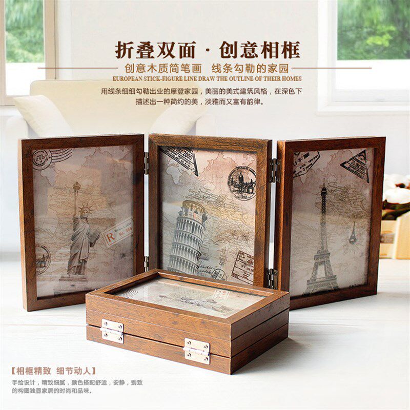 三折创意组合相框6寸7寸折叠连相框/画框