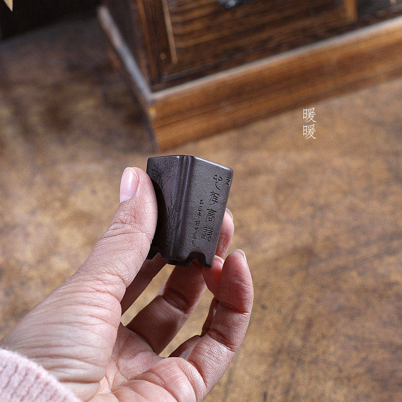 『迷你抽角小签筒』暖暖精选手工紫砂微型花盆绿植盆景假山景观
