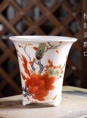 秋韵高瓢口精品釉盆贴画系列 星宇款 多肉绿植盆景小号桌面盆栽