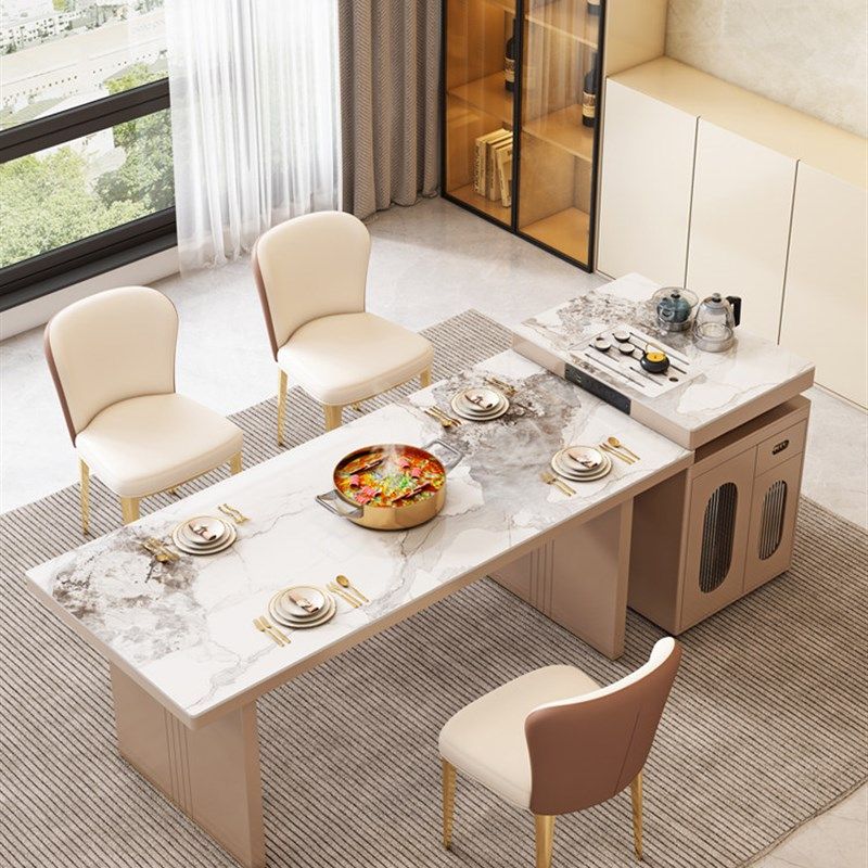 岩板可移动岛台餐桌隐藏电磁炉家用小户型长方形饭桌办公喝茶桌椅,住宅家具,岛台餐桌,淘宝优惠券,粉丝福利购,淘宝优惠卷