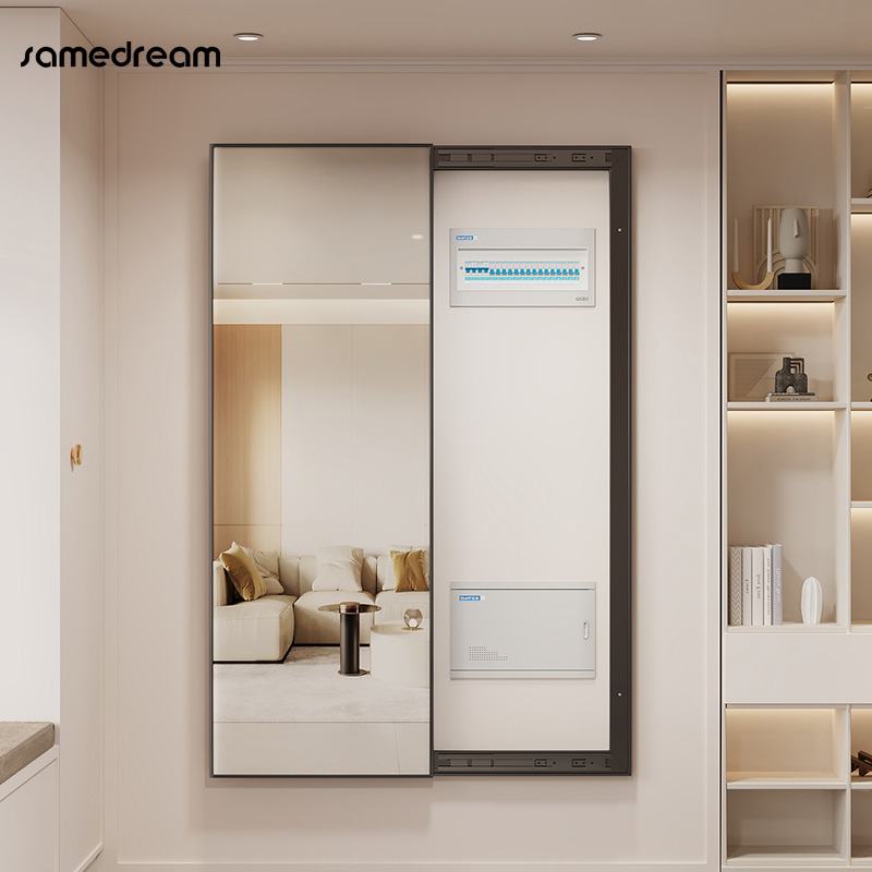 全身镜家用电表箱遮挡可关闭全身镜子隐藏式推拉镜入户玄关全身镜