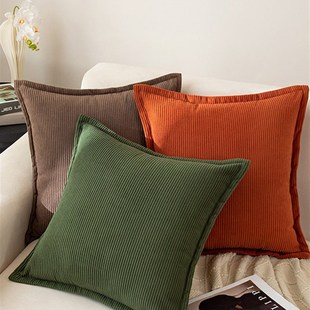卧室床上靠垫套抱枕套方形办公室靠枕沙发汽车护腰靠垫套芯纯色绒
