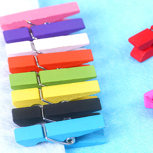 DIY手工装饰木质小夹子 彩色小木夹子 照片夹子麻绳木夹子封口夹