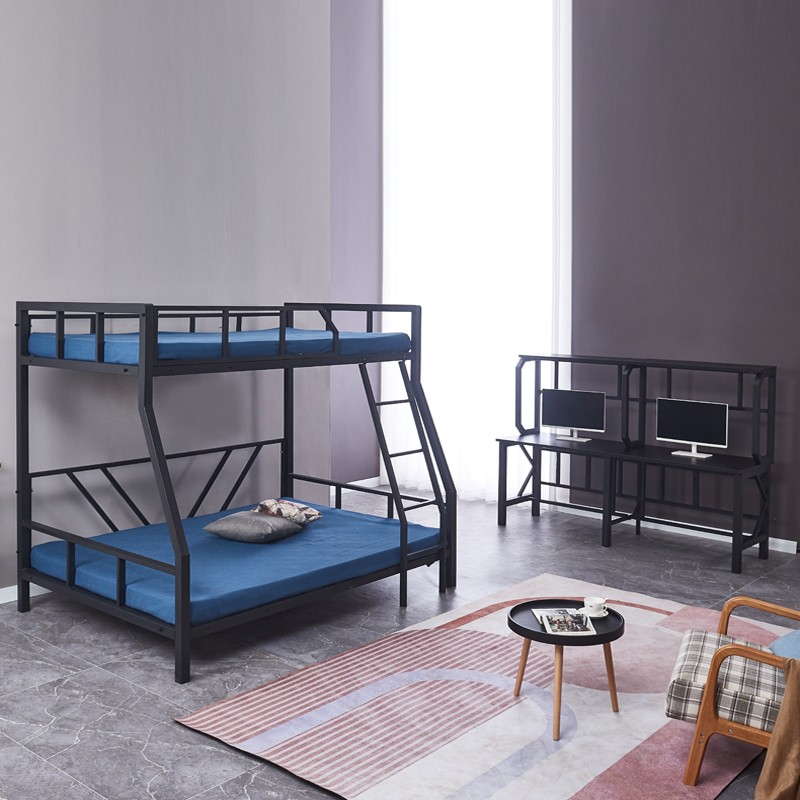 电竞酒店铁艺床宾馆上下铺双层铁架高低床学校网吧家用懒人子母床