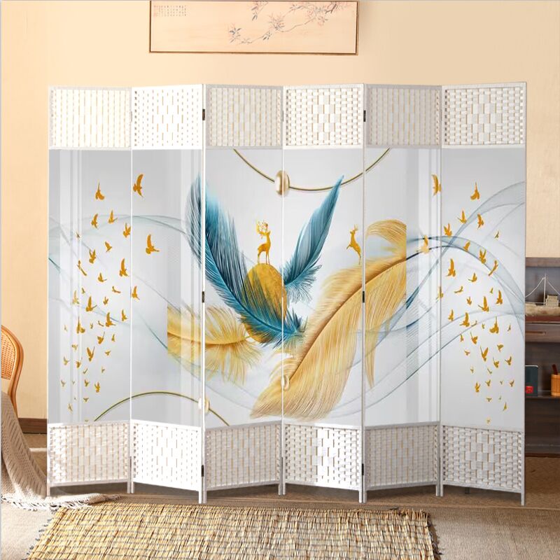 中式简易屏风隔断折屏客厅卧室遮挡简约现代办公折叠移动屏障家用
