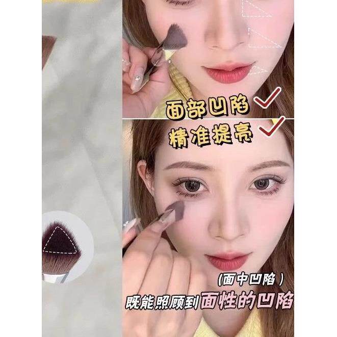 斜三角熨斗刷高光刷面部中泪沟提亮刷眼头遮瑕刷化妆刷