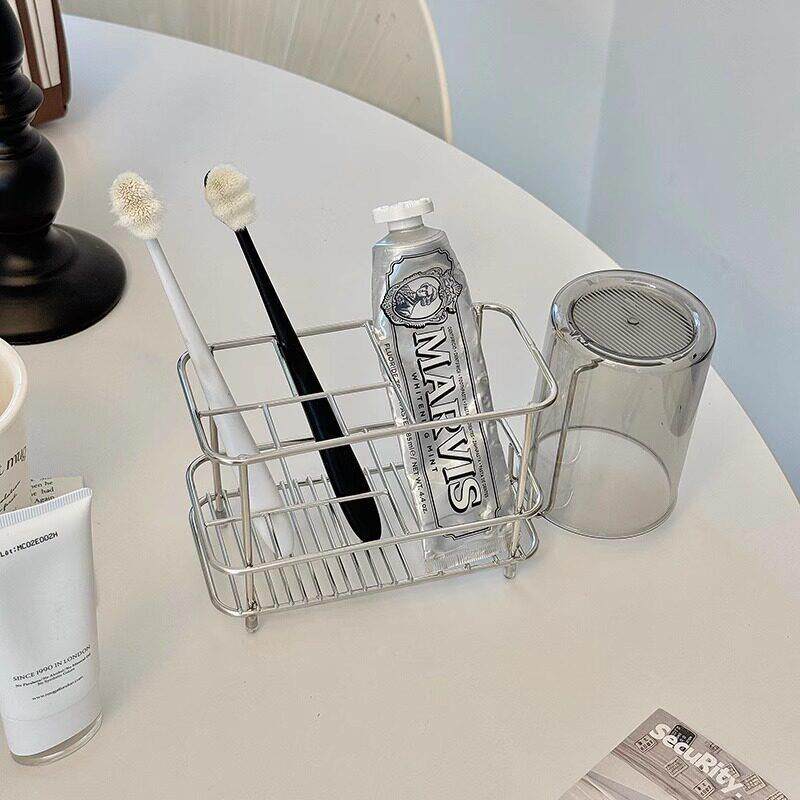 不锈钢牙刷架置物架卫生间漱口杯牙膏牙杯架电动牙刷架化妆品整理