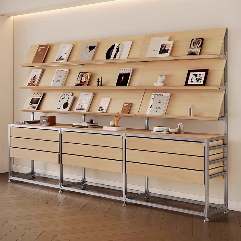 定制铝型材海洋板抽屉展示柜收纳书架中岛台展会展示架产品陈列柜